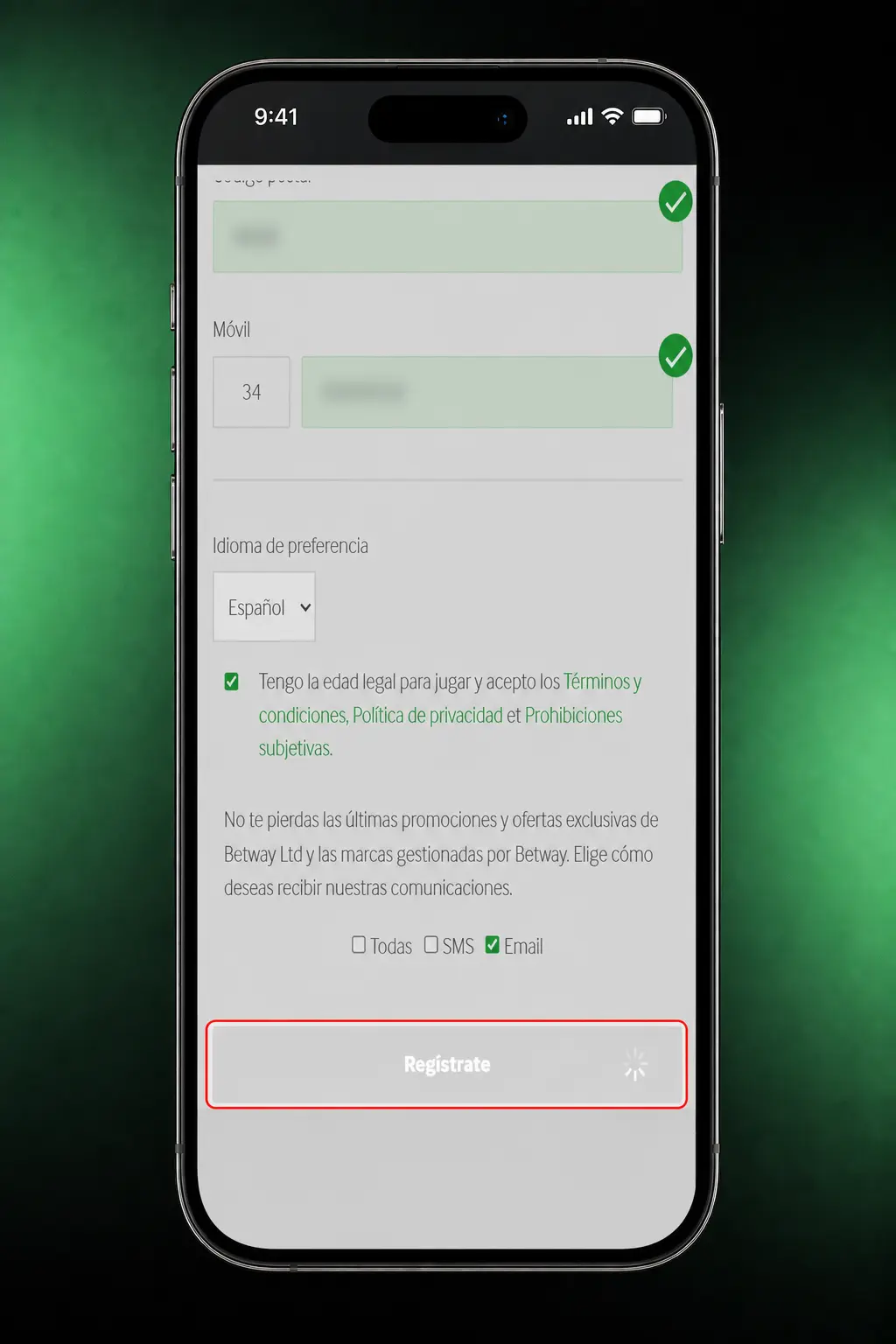 Pasos para registrarte, depositar y apostar al fútbol en Betway, desde el registro hasta confirmar el boleto de apuestas.
