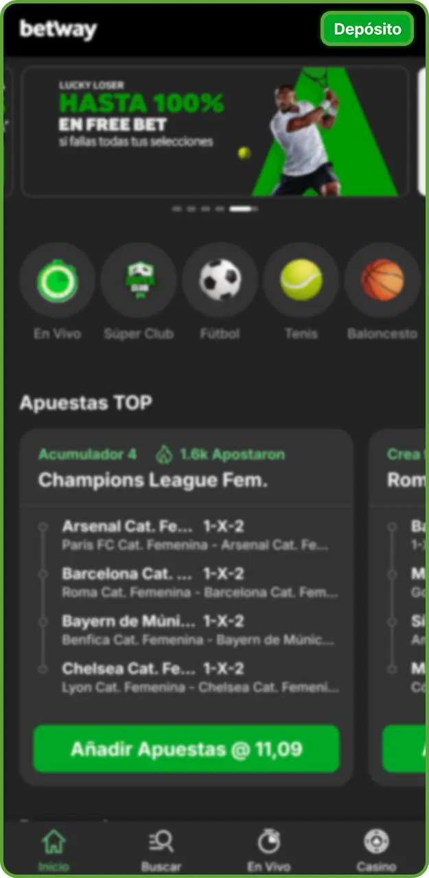 Realiza tu primer depósito en Betway.
